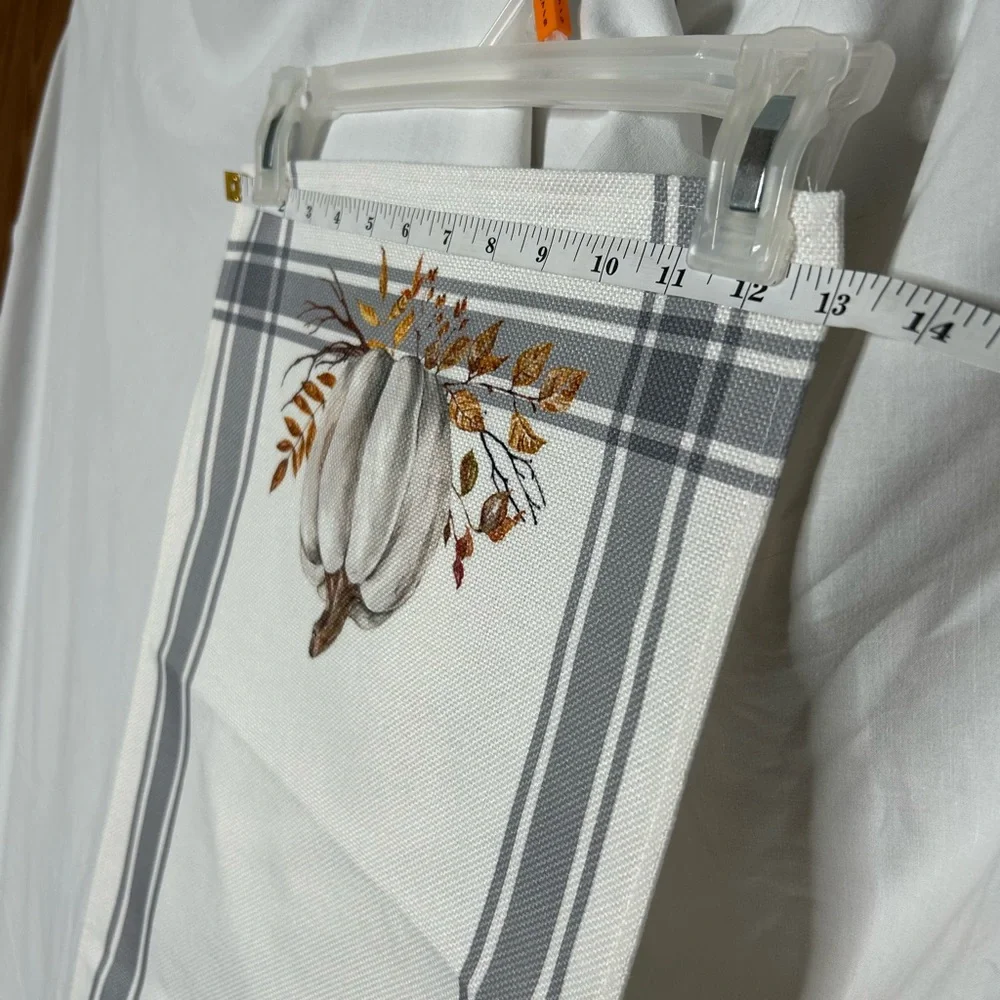 Fall Striped White and Gray Table‎ Runner